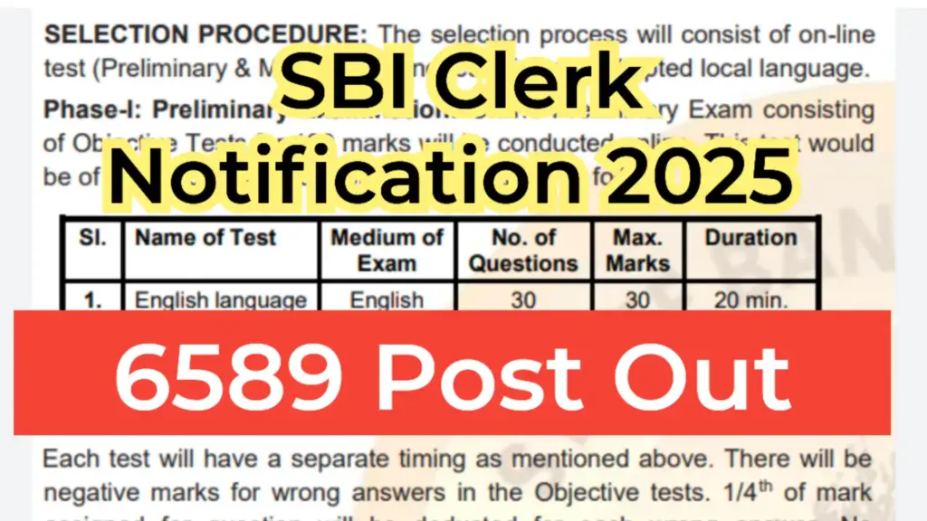 SBI Clerk Notification 2025 Out: Apply for 6589 Vacancies, Check Eligibility and Exam Dates